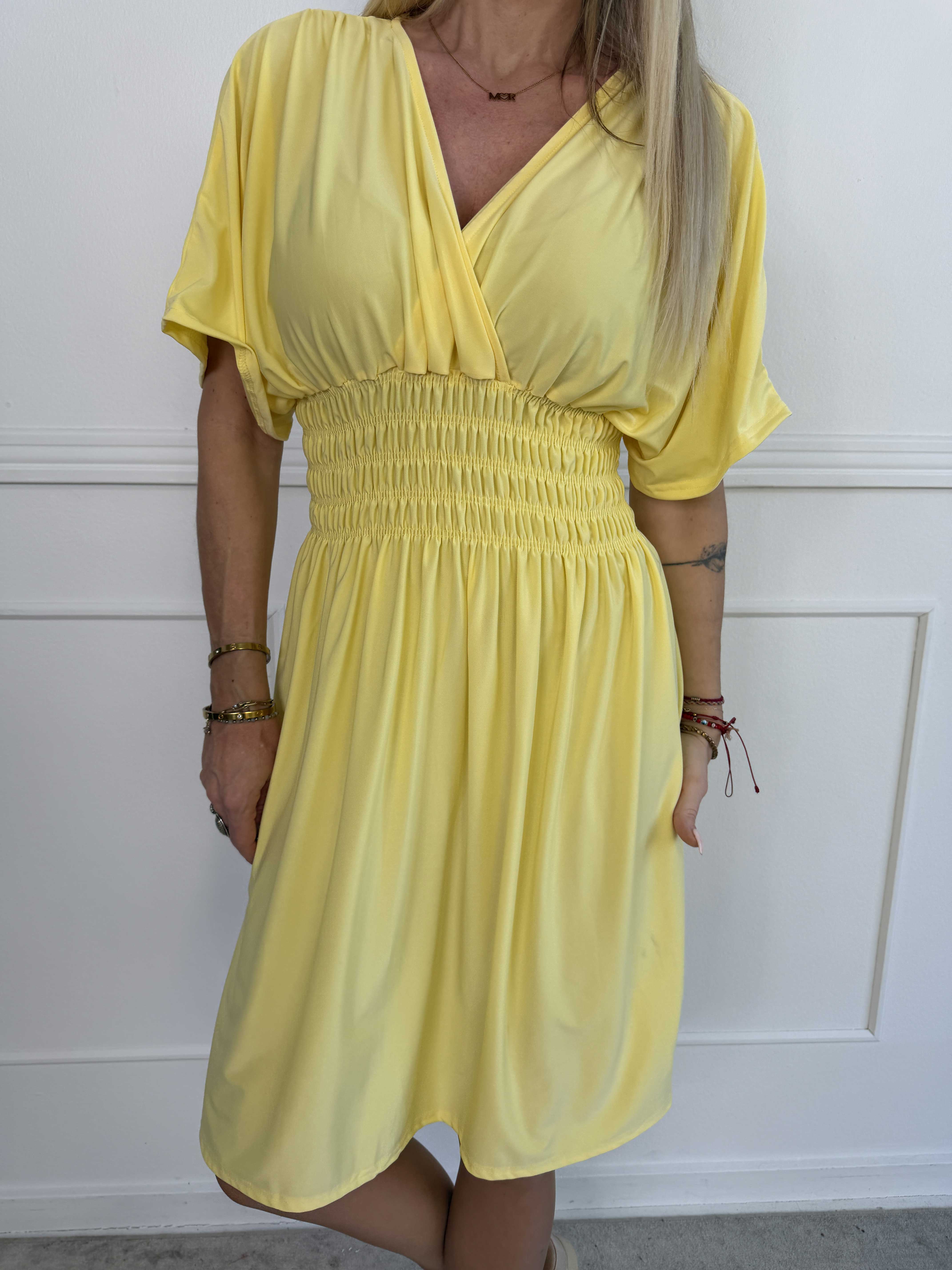 Pams Plain Short - Elastisk kjole med smock i taljen